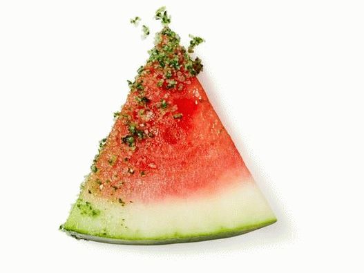 “照片西瓜与美味的盐和草药”