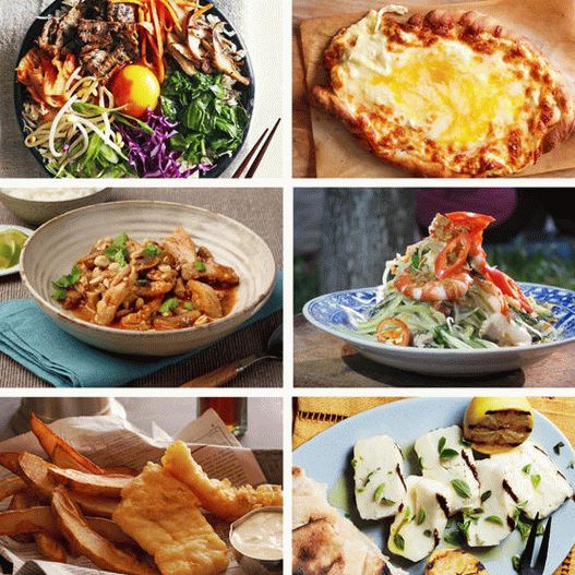 “来自世界各地美食的派对的照片菜肴”