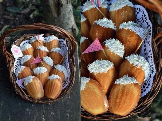 “玛德琳蛋白杏仁饼干与椰子的照片”